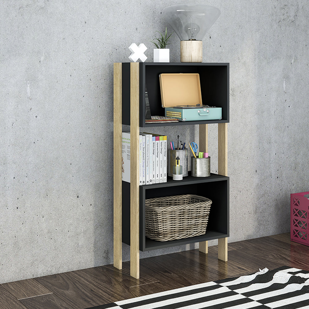 ESTANTERIA 2 NICHOS NEGRO/NATURE